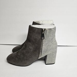 Journee Collection Ankle Booties Two Tone Gray Tweed Womens Size 12